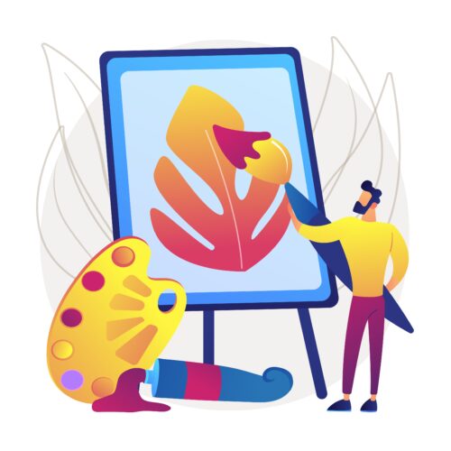 Ilustrando con pincel sobre una pantalla de tablet